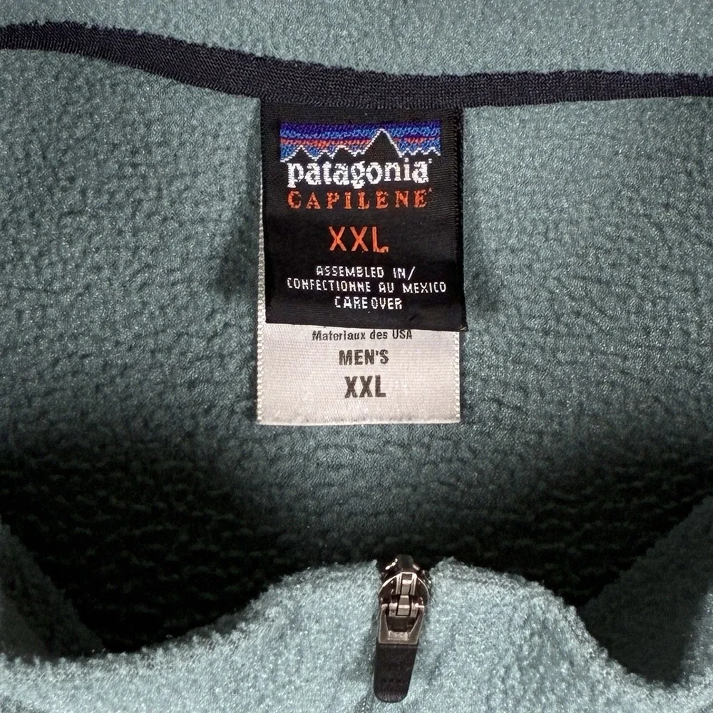 Vintage 04 Patagonia Mens L Green Capilene EW Fleece 1/4 Zip Pullover Y2K READ